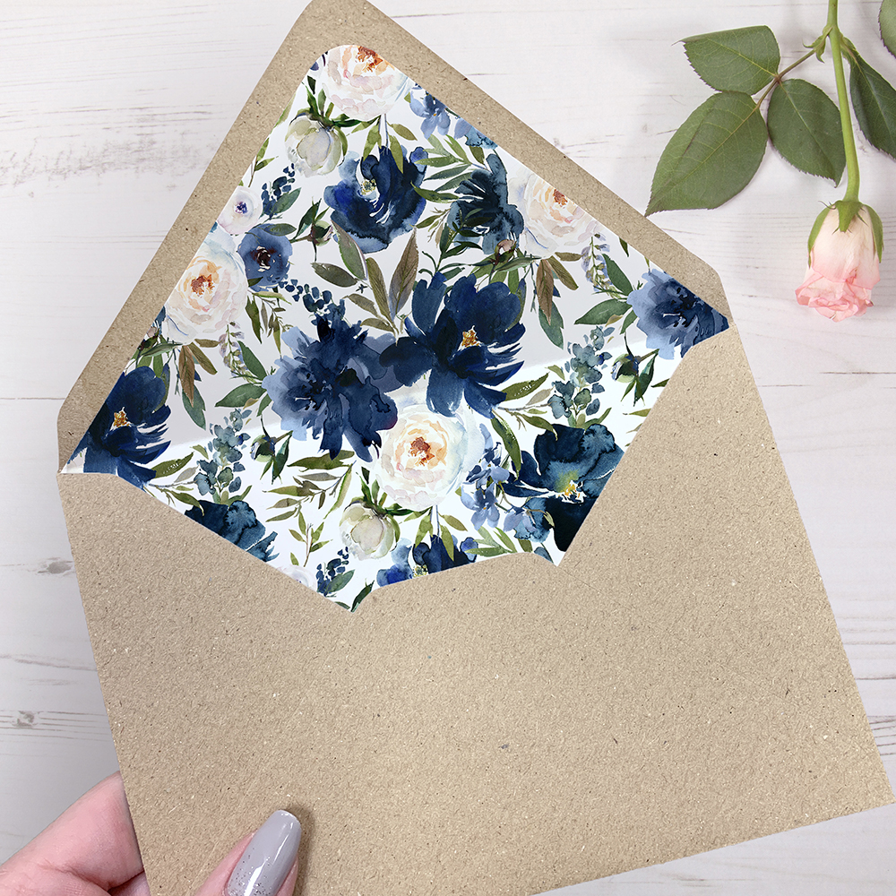 'Blue Velvet' Printed Envelope Liner Sample Various